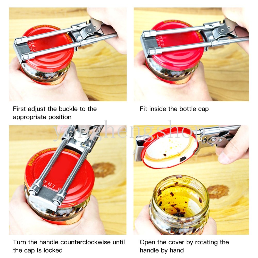Kreatif Stainless Steel Pembuka Kaleng Adjustable Pembuka Tutup Botol Bir Manual Selai Jar Alat Pembuka Tutup Gadget Dapur Multifungsi Gripper
