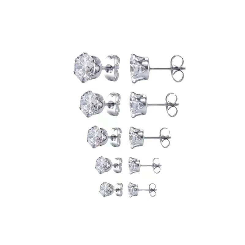 3/4 /5 /6 /7 /8mm 12buah set Anting, Enam Cakar Zirkon Anting, Temperamen Indah, Anting Serbaguna Untuk Pria Dan Wanita