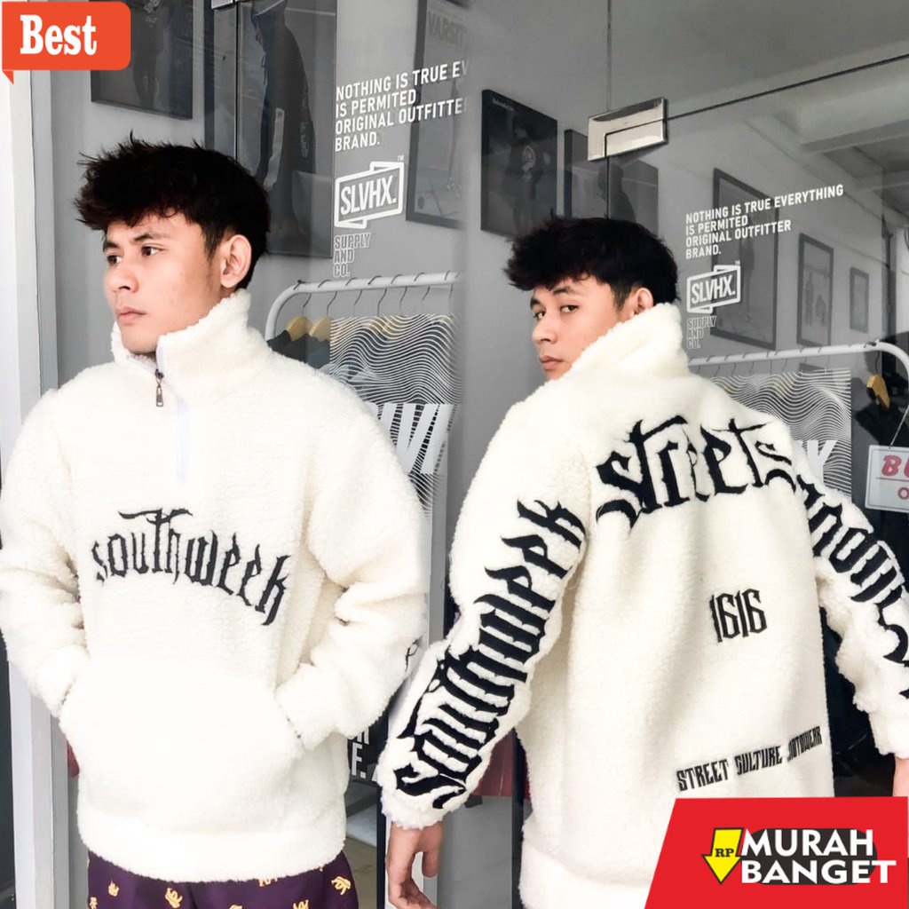 Jaket kulit pria terbaru- Jaket Sherpa Cream Pria - Jaket Bulu Sherpa Original Salvio Hexia - Jacket