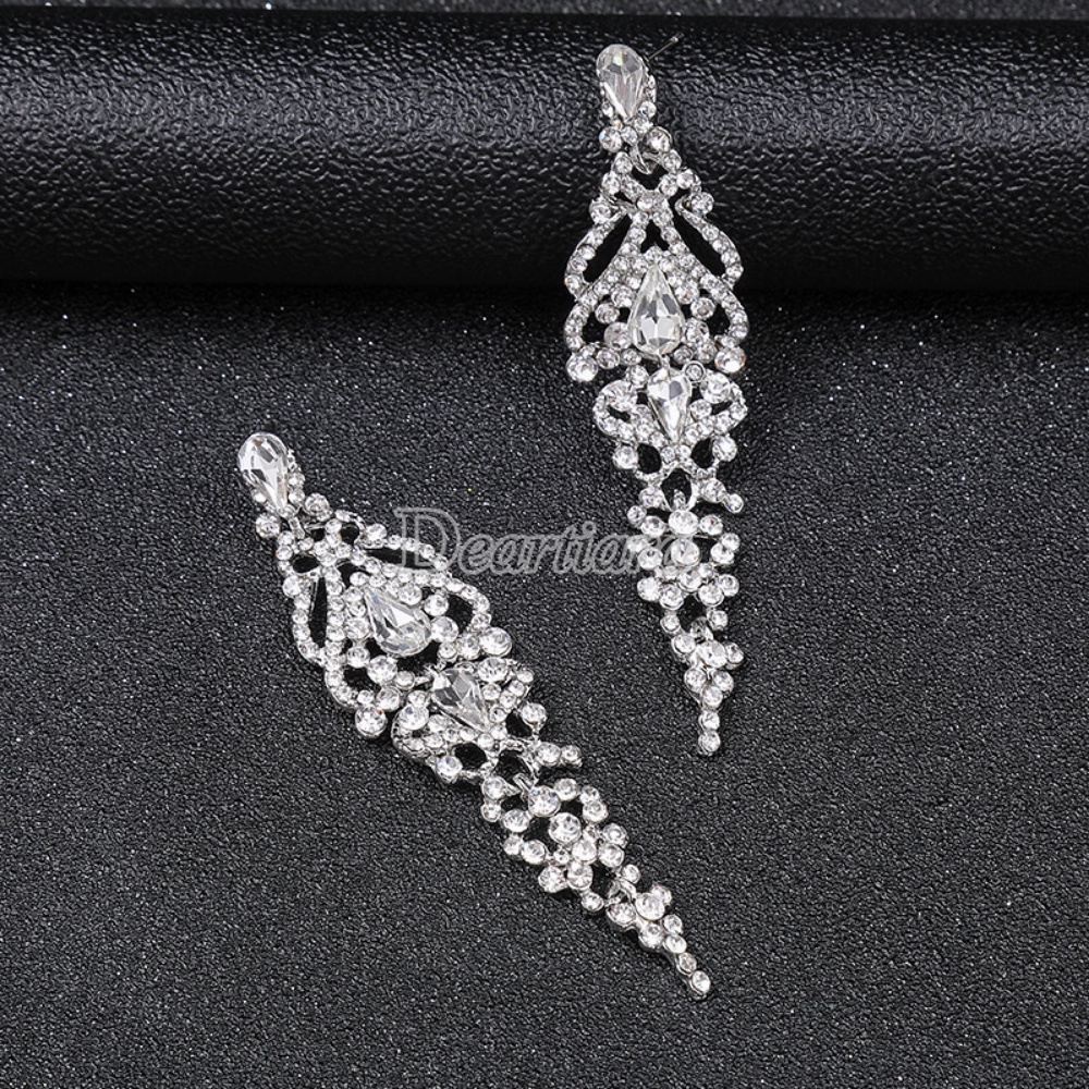 Eropa Dan Amerika Mode Kristal Berlian Imitasi Anting Pengantin Pernikahan Fotografi Pernikahan Anting Panjang Earrings Earrings