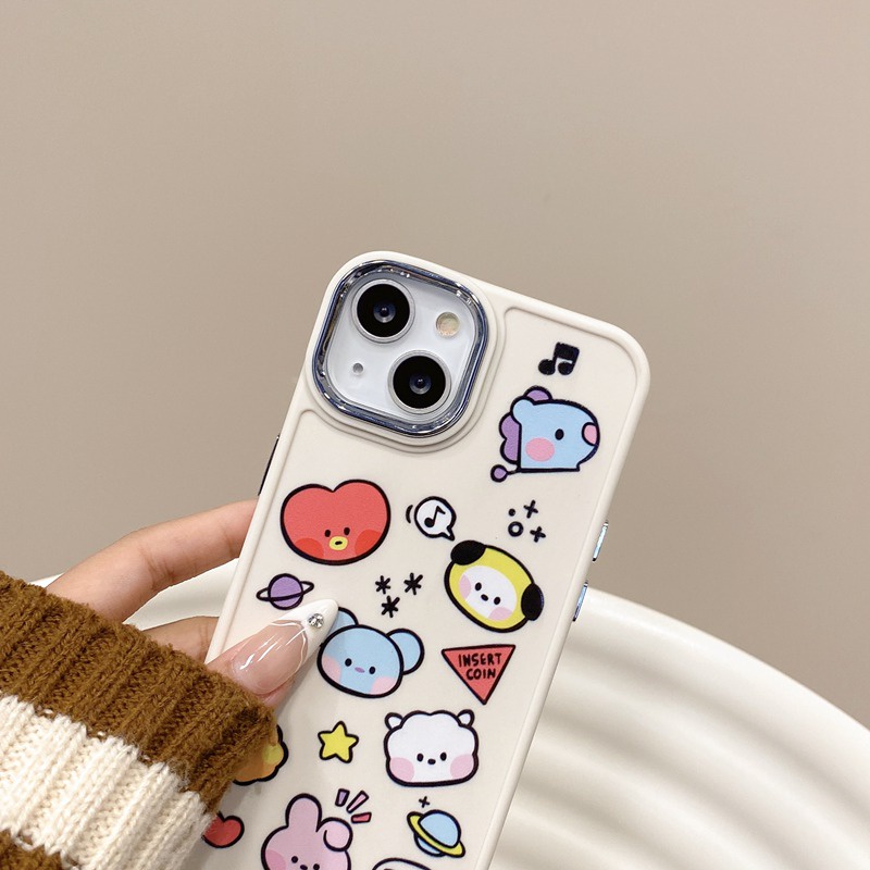 All New Metal Camera Skin Silicone Soft Case IPhone 11 12 13 14 Pro Max Women's Fashion Gift Cute Cartoon Phone Case Funny BT21