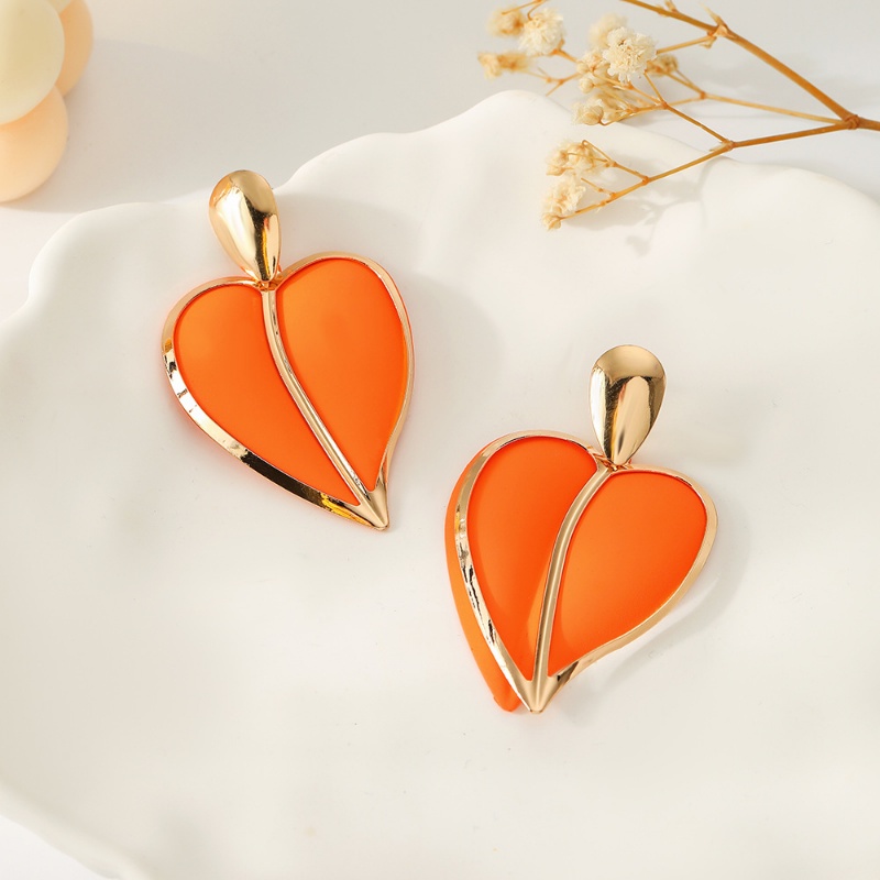 Multicolor Cinta Besar Hati Stud Anting Wanita Gadis Gaya Eropa Dan Amerika Trendi Indah Perhiasan Tindik Anting-Anting
