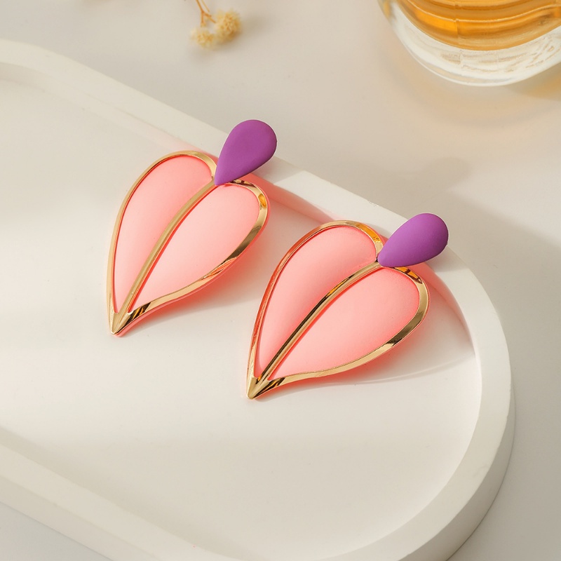 Multicolor Cinta Besar Hati Stud Anting Wanita Gadis Gaya Eropa Dan Amerika Trendi Indah Perhiasan Tindik Anting-Anting