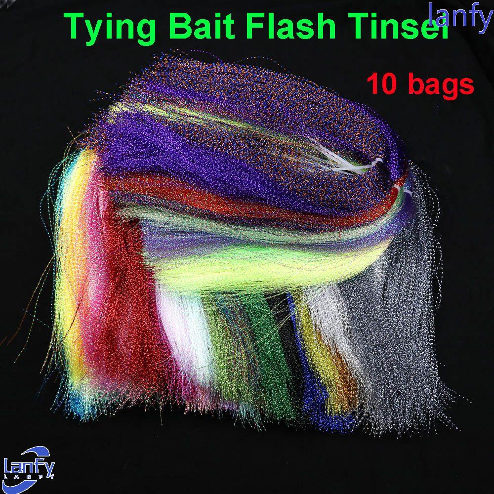 Lanfy Flash Tinsel Jig Outdoor Twisted Flys Lures Streamer Trout Hologram Untuk Mengikat Jig Hook Lures