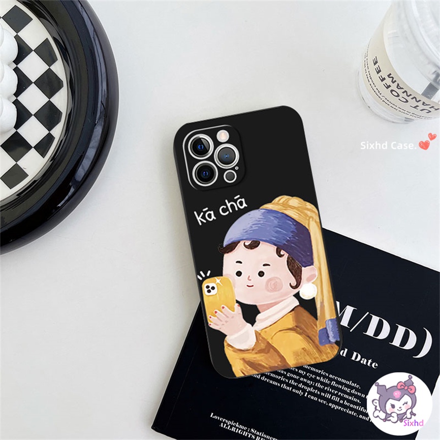 IPHONE Kompatibel Untuk Iphone8 7Plus X Xs Xr Untuk Iphone11 14 13 12 Pro Max SE2020 Xs Max 6 6s Plus Foto Lucu Gadis Ponsel Case Lembut Shockproof Silicon Cover Pelindung