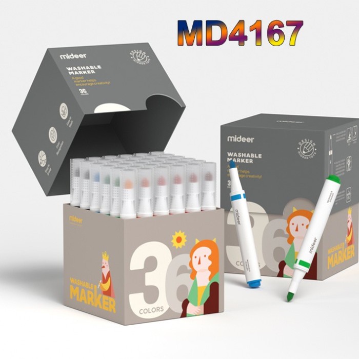 

Spidol Warna Anak Mideer Washable Marker 12 24 36 Coloring Pen GREYBOX - MD4162 = 12PCS