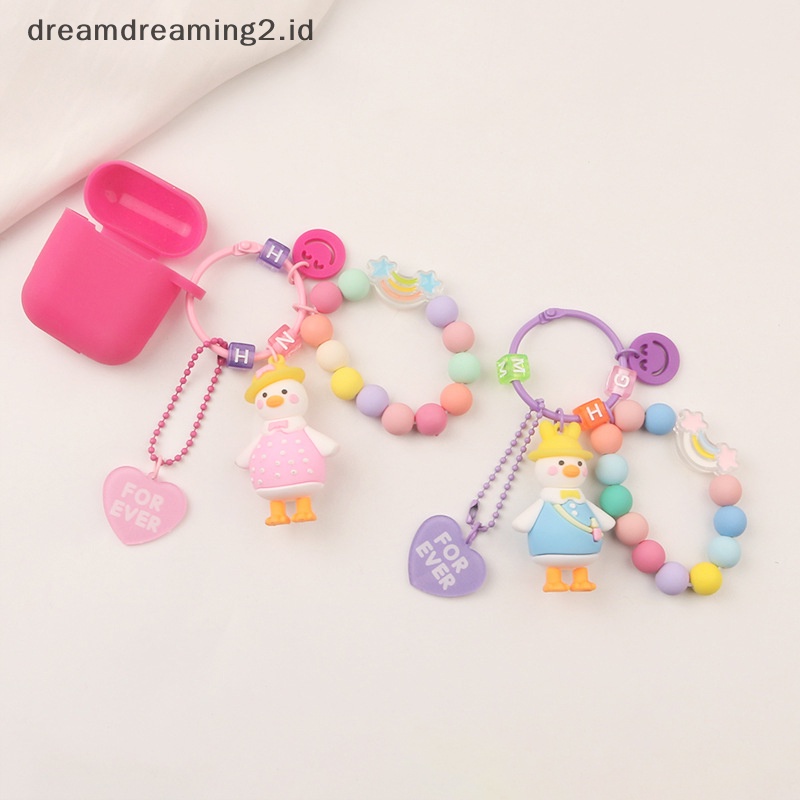 (drea) Bebek Lucu Permen Warna Gantungan Kunci Smile Beads Key Chain Wanita Dompet Ransel Huruf Shell Liontin Untuk Airpods Pro //