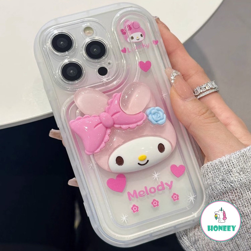 Casing Ponsel Sanrio Kartun 3D Untuk Apple14 13 12 Pro MAX Case iPhone 11 Pro MAX XR XS MAX 7Plus8Plus Melodi Bening Silikon Anti-Drop Soft Cover