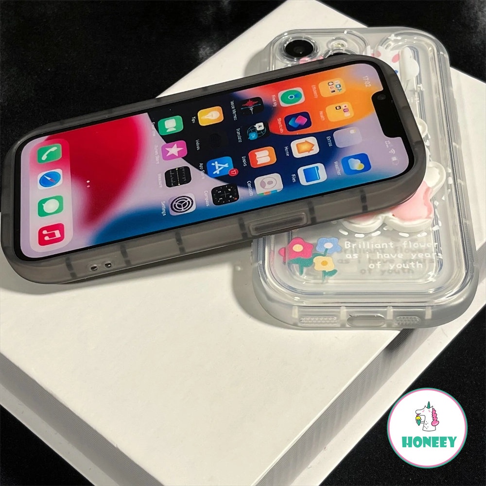 Casing Ponsel Motif Beruang Kelinci Garis Gaya 3D Untuk iPhone 14 Pro Max13 12 11 Pro Max7 8 14 Plus Case iPhone XR X XS Max Bening Shockproof Soft Cover