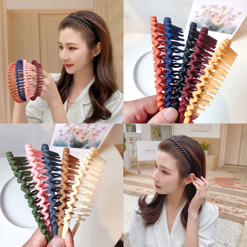 [35Gaya] Braided Hair Band Wanita Rambut Rusak Poni Ditekan Head Band Dengan Gigi Non-slip Retro Perancis High-end Rambut Hoop