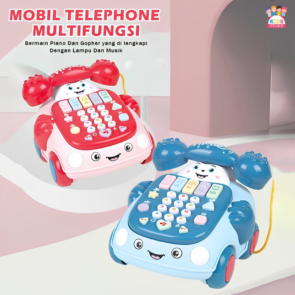 Car Phone Multifunctional Lamp &amp; Music | Mainan Telepon Anak Perempuan Lucu Mobil | Mainan Anak Cewek 2-3-4-5 Tahun