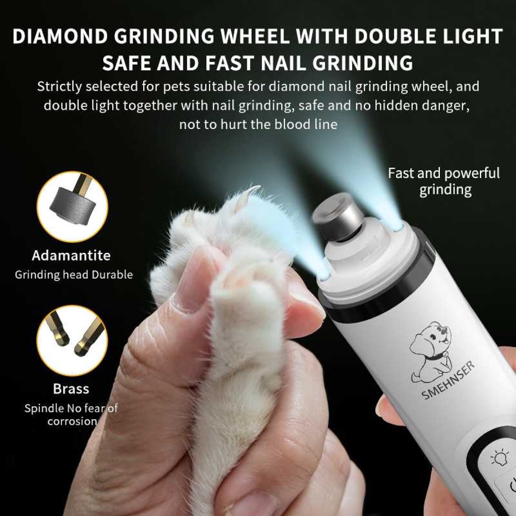 Gunting Kuku Hewan Elektrik LCD 3 Speed LED Trimmer USB Rechargeable