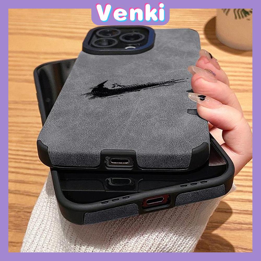 VENKI - Untuk iPhone 11 Case Kulit Sekolah Dasar Suede Case Lembut Tahan Guncangan Ponsel Case Kamera Sederhana Creative Hook Kompatibel dengan iPhone 14 13 Pro max 12 Pro max xr xs 7 8Plus