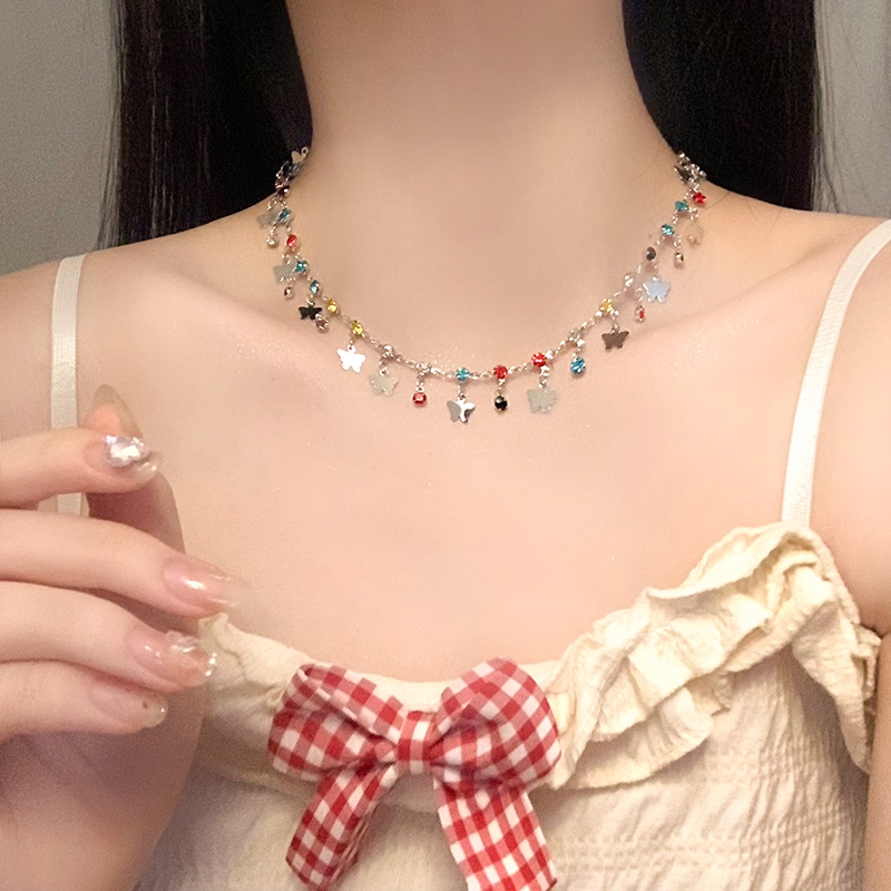 Luxury INS Populer Kalung Choker Rumbai Warna-Warni Untuk Aksesori Perhiasan Gadis Manis