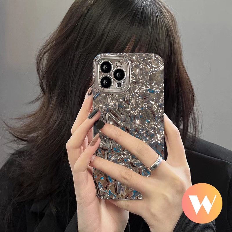 Casing Plating Electroplate Mewah Untuk Redmi 9C A2+ 9T A1+ 12C 9A 10A A1 A2 10 9 Redmi Note 11s 9 10s 9s 10 11 811 Pro POCO X3 NFC Pro Ins Penutup Belakang Batu Kerut Silver Canggih