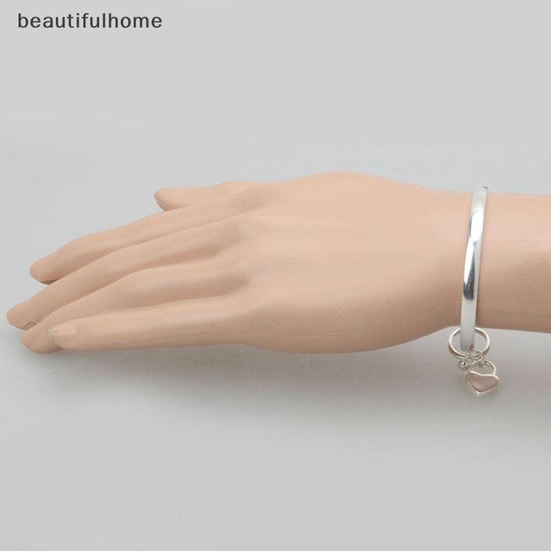 {Cantikrumah} Baru Wanita Perak925 Berlapis Pesona Peach Hati Bangle Gelang Manset Kualitas Tinggi.