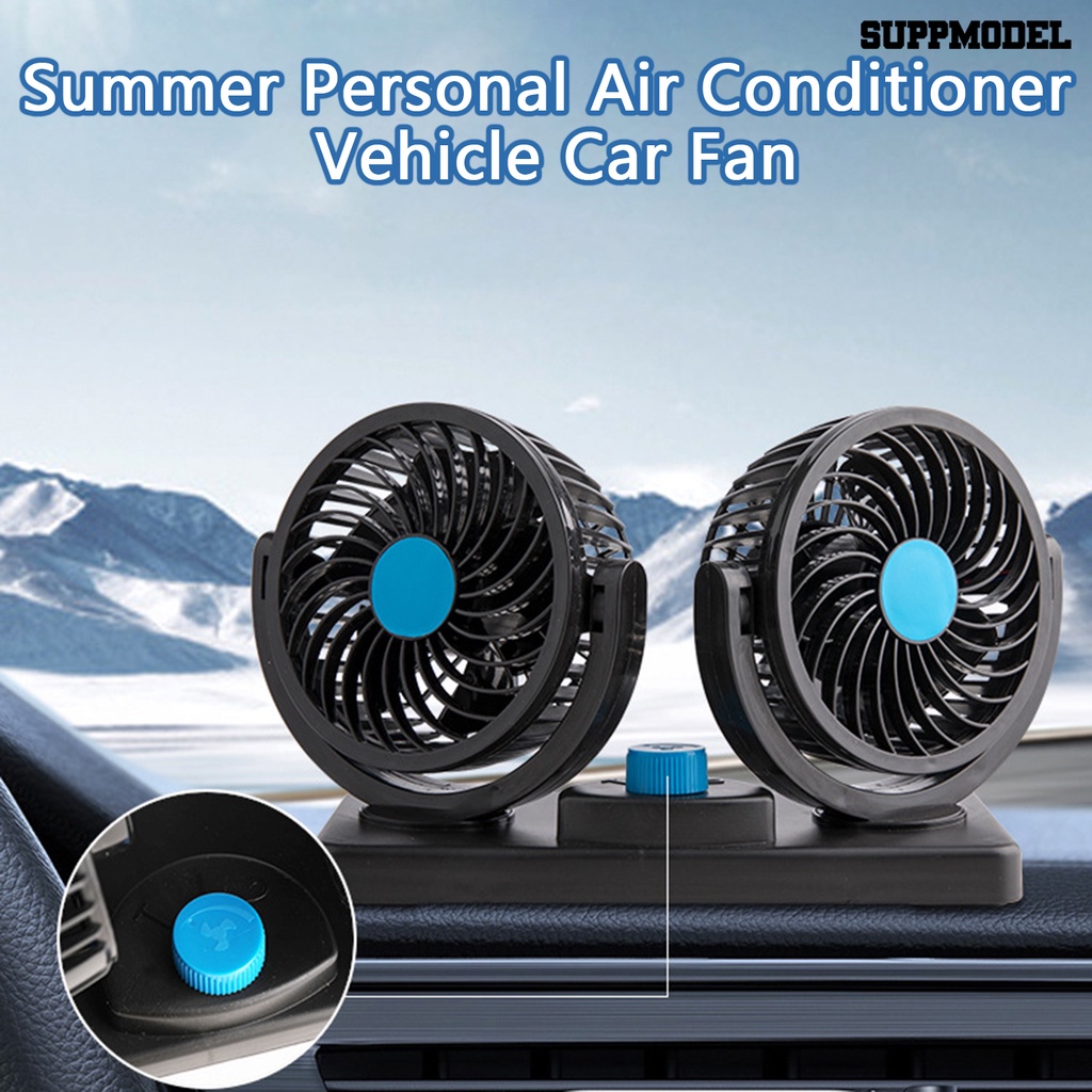 [SM] Kipas Angin Mobil Motor Kuat Kebisingan Rendah Desain Kepala Ganda Kecepatan Yang Dapat Diputar Dapat Disesuaikan Mobil Kipas Ultra-Tenang Pendingin Pribadi Ac Perlengkapan Mobil