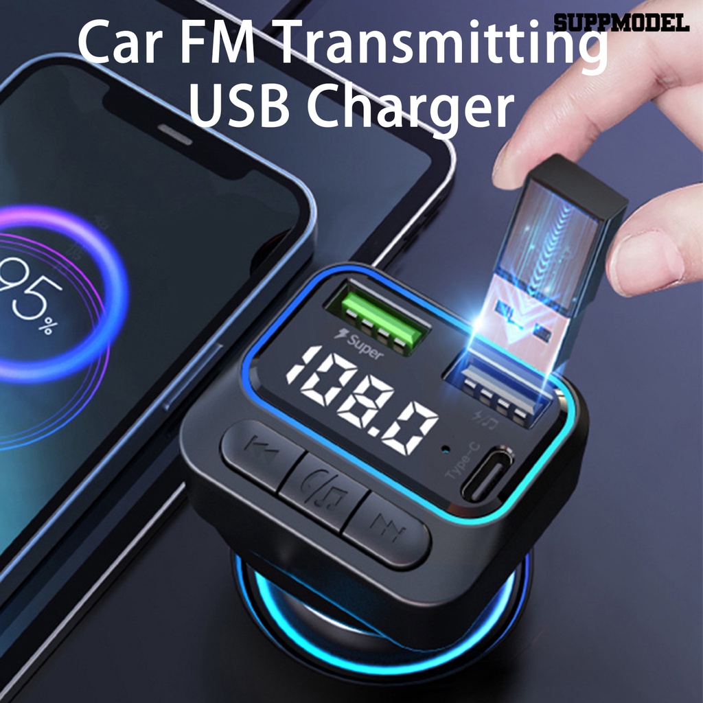 [SM] Adaptor Charger Mobil 12V-24V Digital Display Handsfree 3port QC3.0 Fast Charging USB Car Phone Charger Adapter MP3 Player Perlengkapan Kendaraan