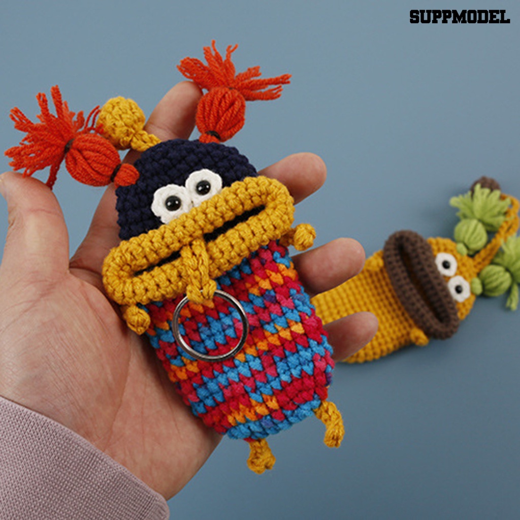 [SM] Key Case Kartun Sosis Mulut Besar Rajut Crochet Storage Handmade Crochet Key Cover Case Produk Rumah Tangga