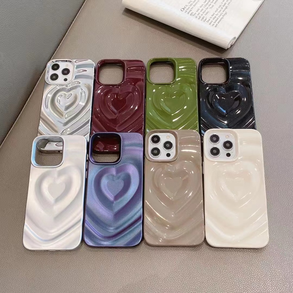 【3D Love】So Pretty Sparkly Bling Silver Love Heart Soft Case for IPhone 11 12 13 14 Pro Max Women Girl Lovely Fashion Phone Case