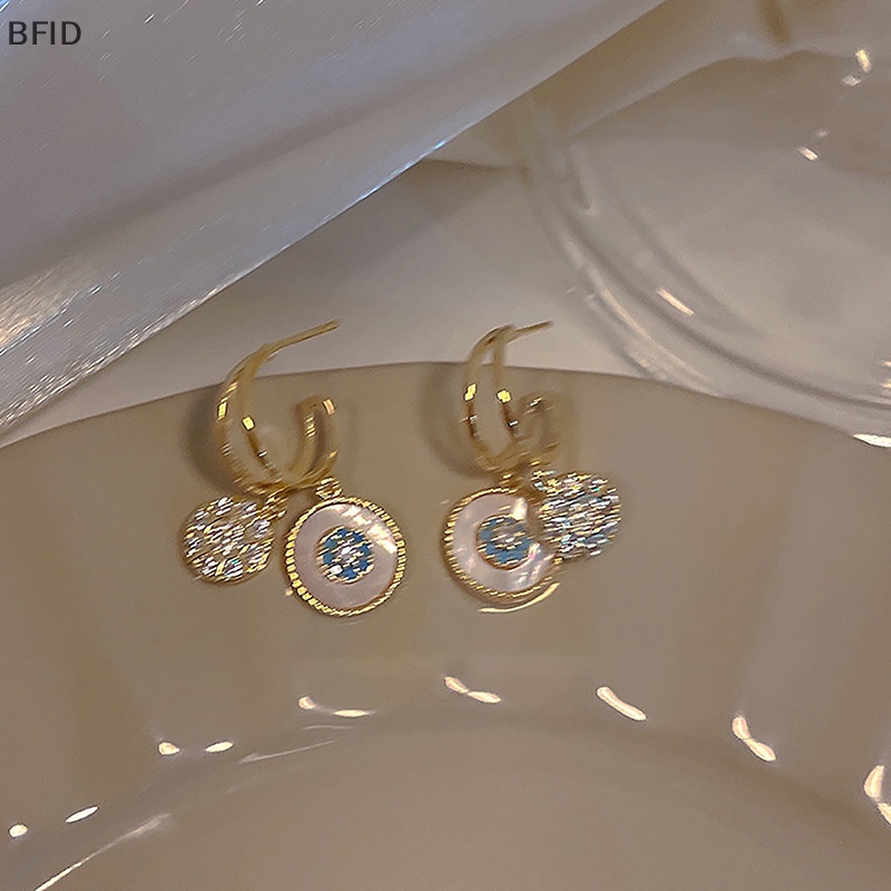 [BFID] 1pasang Anting Liontin Bunga Disc Bulat Klasik Gaya Korea Perhiasan Ringan Temperamen Pesta Untuk Wanita Aksesoris Hadiah [ID]