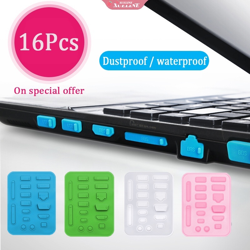 16pcs Colokan Port Colokan Debu Untuk Laptop Melindungi Port Ultrabook Dari Kotoran Debu Silikon Dustproof Anti Dust Plug Cover Stopper [ZXL]