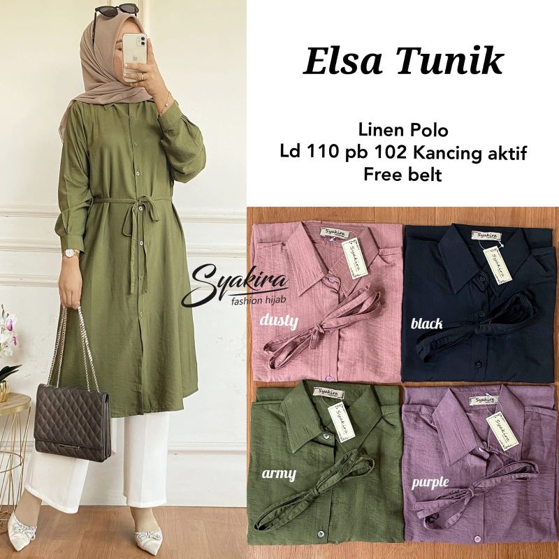 ELSA TUNIK free belt ORI SYAKIRA | Ld11p Linen Polo