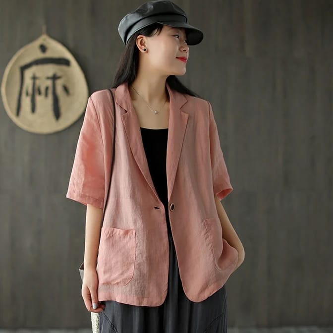 BLAZER WANITA KOREAN STYLE NARNIA BLASER LINEN OUTER JAPANESE STYLE TERBARU KEKINIAN HITS OOTD REMAJA CARDIGAN