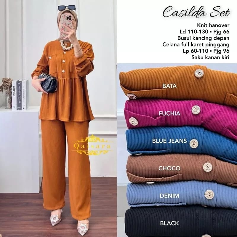 Kasilda Set Kint Hanover Setcel Atasan dan Celana Kulot 002 setelan atasan kulot wanita remaja terbaru kekinian ootd hits korean style