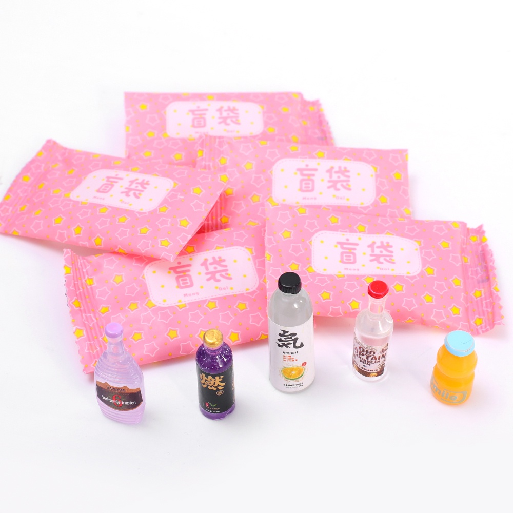 Pink Mini Resin Bottle Blind Box Bag/ Anak DIY Koleksi Meja Air Mineral Hiasan Mainan