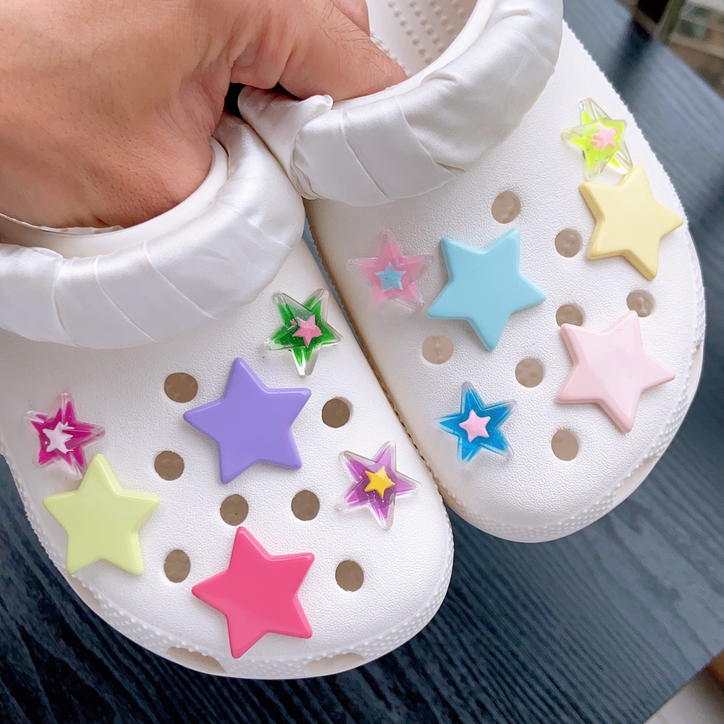 12pcs Macaron Cream Bintang Croc Jibz Charm Kancing Aksesoris Sepatu Fashion# Seri Bintang