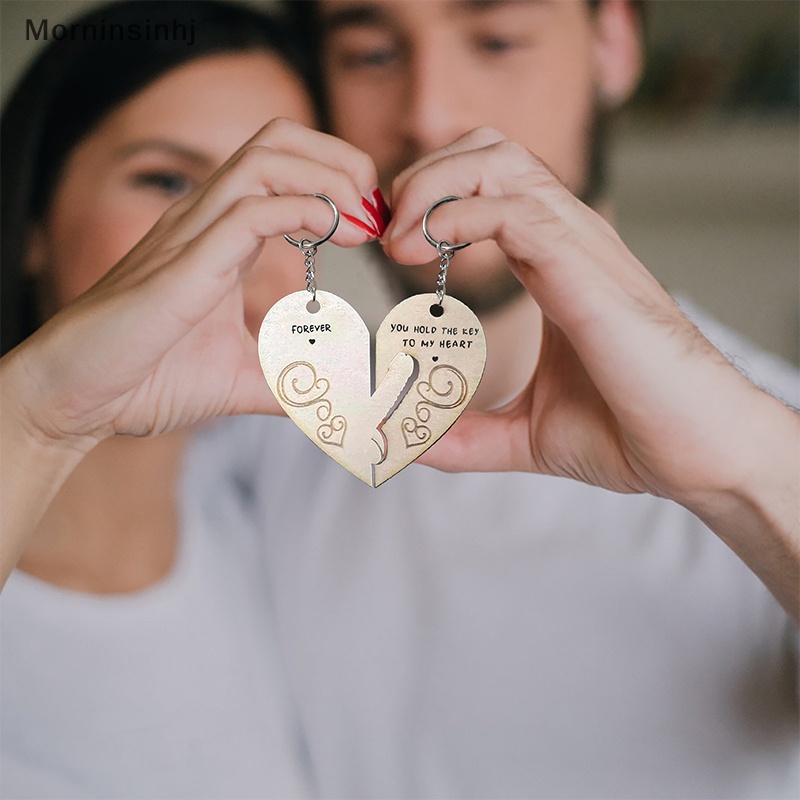 Mornin 1pasang Valene Couple Keychain Anda Pegang Kunci Ke Hatiku Pasangan Keychain Kreatif Kerajinan Tangan Liontin Kecil Puzzle Piece Hearts Keychain Gift id