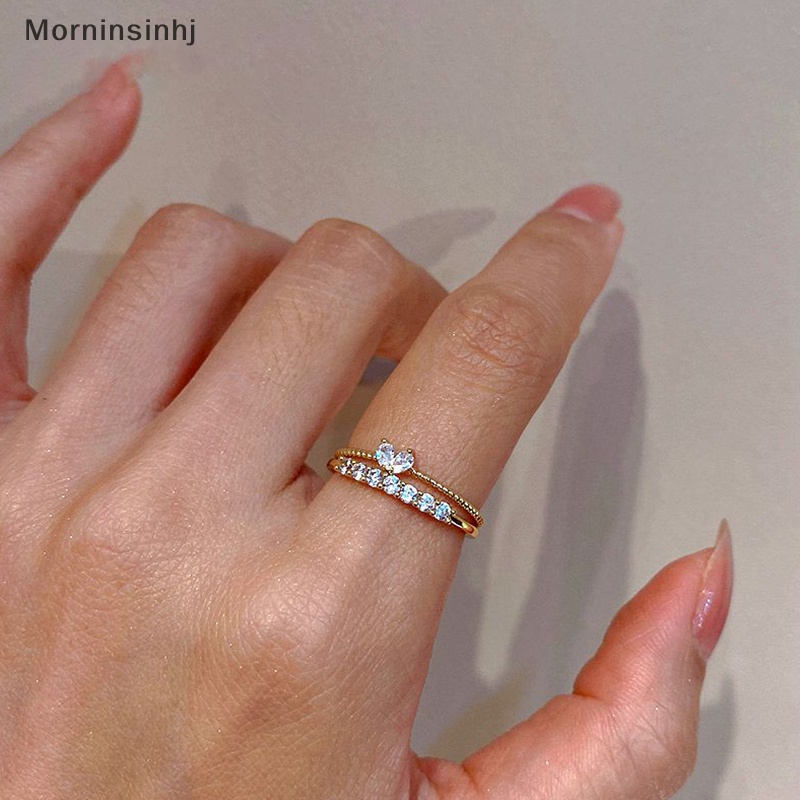 Mornin Mode Baru Jantung Berlian Imitasi Cincin Adjustable Lucu Rings Untuk Wanita Pernikahan Pertunangan Perempuan Perhiasan Cincin Hadiah id