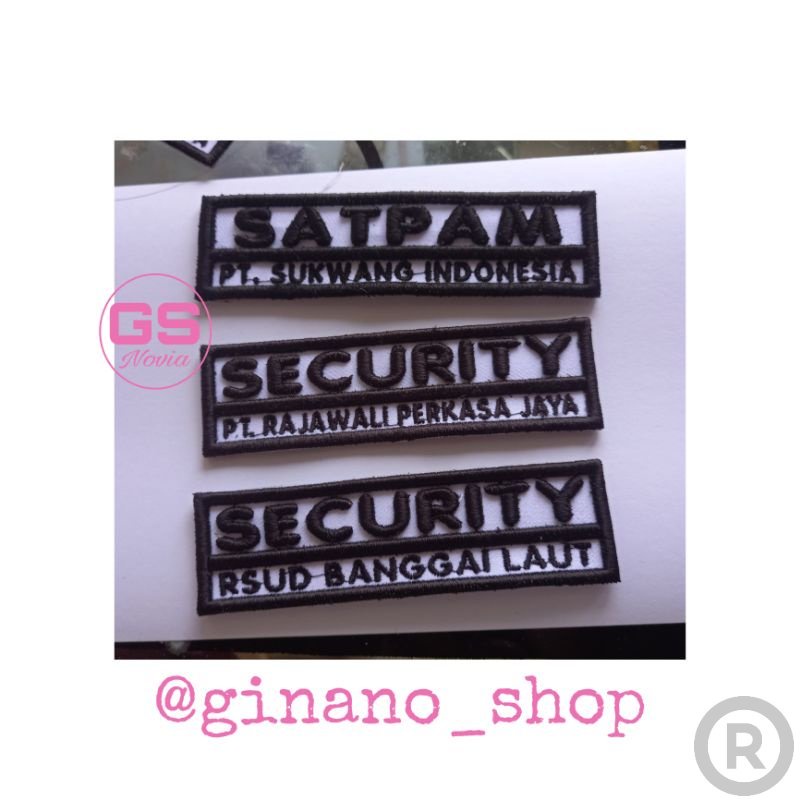 

Bordir Name Tag SATPAM Bordir Timbul Bordir Nama Custombisa pesan satuan