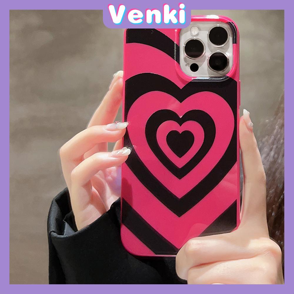 VENKI - Untuk iPhone 11 iPhone Case Hitam Merah Muda Mengkilap TPU Lembut Tahan Guncangan Perlindungan Kamera Hati Sederhana Kompatibel dengan iPhone 14 13 Pro max 12 Pro Max xr xs max 7Plus 8Plus