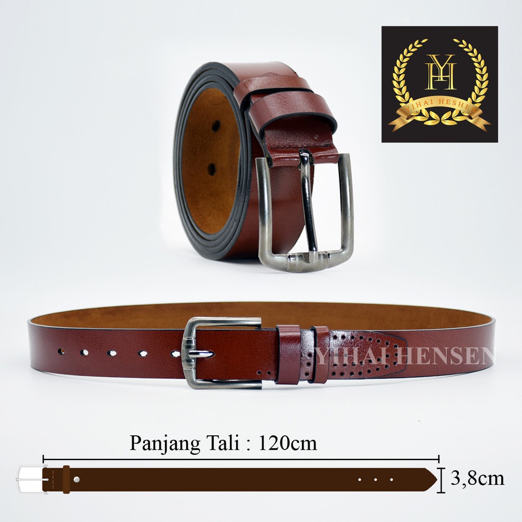 Ikat Pinggang Pria Kulit Imitasi Sabuk Pria Model Tusuk Jarum Gesper Pria Men Belt - YH004