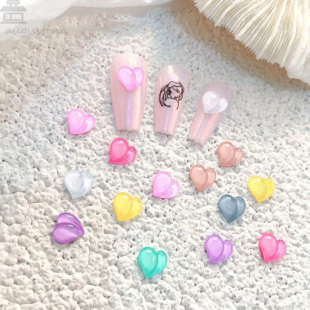 AUGUSTINA Agustina Berbentuk Hati Perhiasan Kuku Permen Warna Pesona Aurora Symphony Flat DIY Nail Art Ornamen