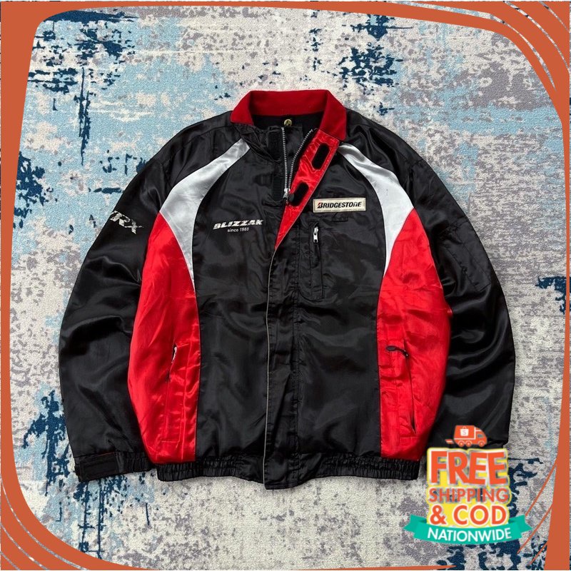 JAKET VINTAGE OOTD FESTIVAL REMAJA/ Vintage Bridgestone blizzak jacket blackred