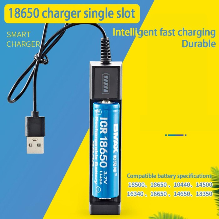 Universal USB Charger 1 Slot 18650 Battery Pengisi Daya Pintar Li-ion