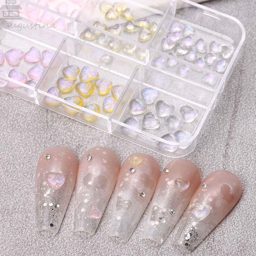 AUGUSTINA Agustina Aurora Dekorasi Kuku Korea Ins Style Nail Charms Cinta Hati Manikur Aksesoris Hiasan Kuku Nail Jewelry