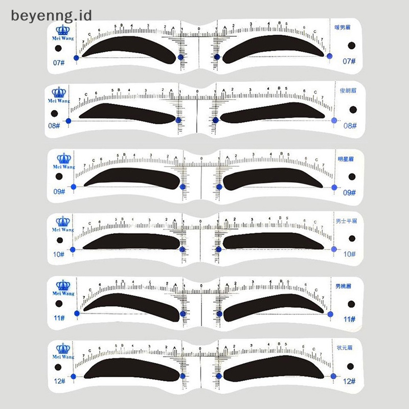 Beyen 12Pcs Gaya Stensil Pembentuk Alis Grooming Shaper Template Alat Makeup ID