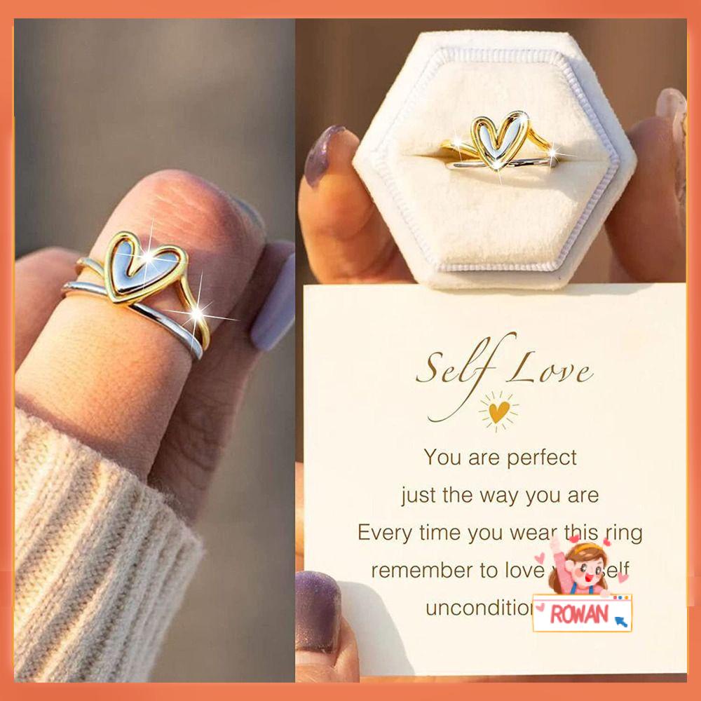 R-flower Ring, Alloy, Ins Self Love Heart Shaped New Untuk Her