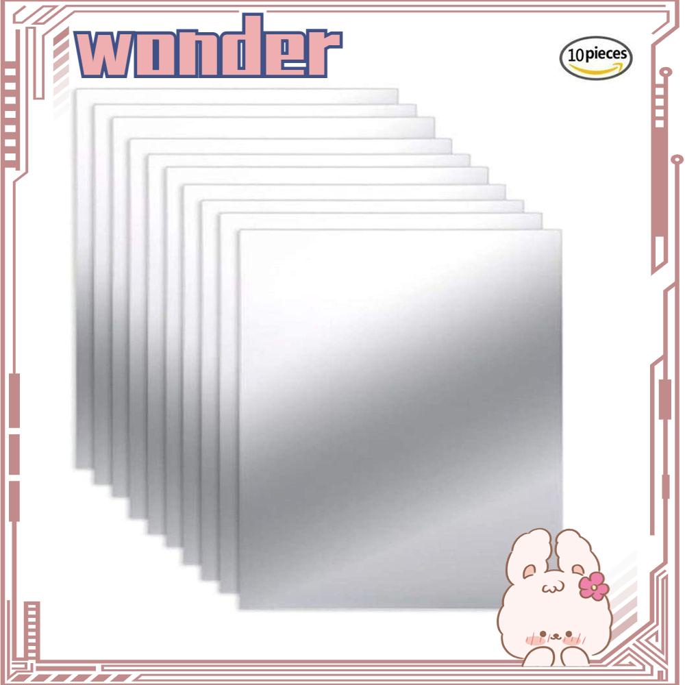 WONDER 10pcs Stiker Cermin Dekorasi Rumah Self-adhesive Stiker Ubin Dinding Kamar Mandi