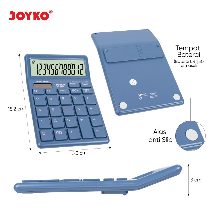 Kalkulator JOYKO CC 58CO Calculator Check Correct CC58CO 12 Digit Tombol Besar