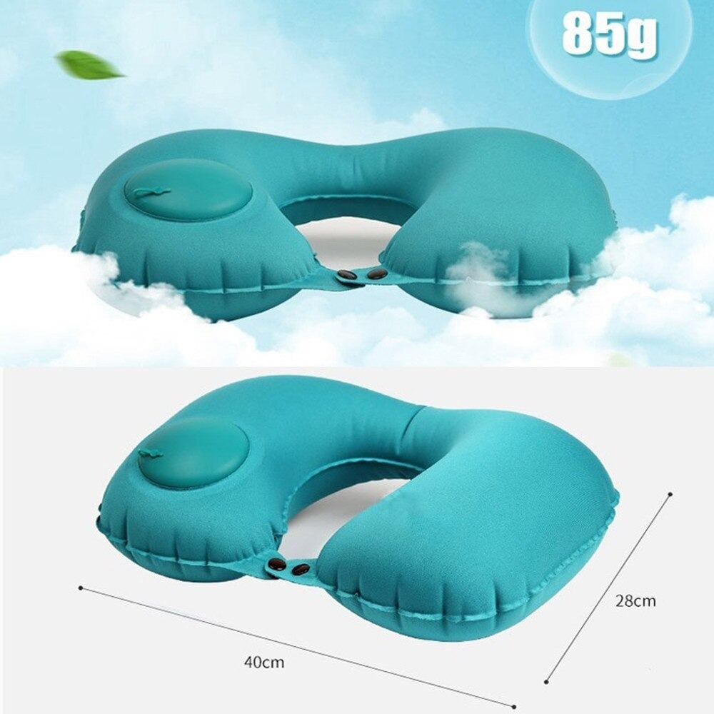 Bantal Leher Bantal Travel Pillow Bantal Leher Tiup Otomatis Ada Pompa Nyaman Bagus Mobil Traveling Outdoor