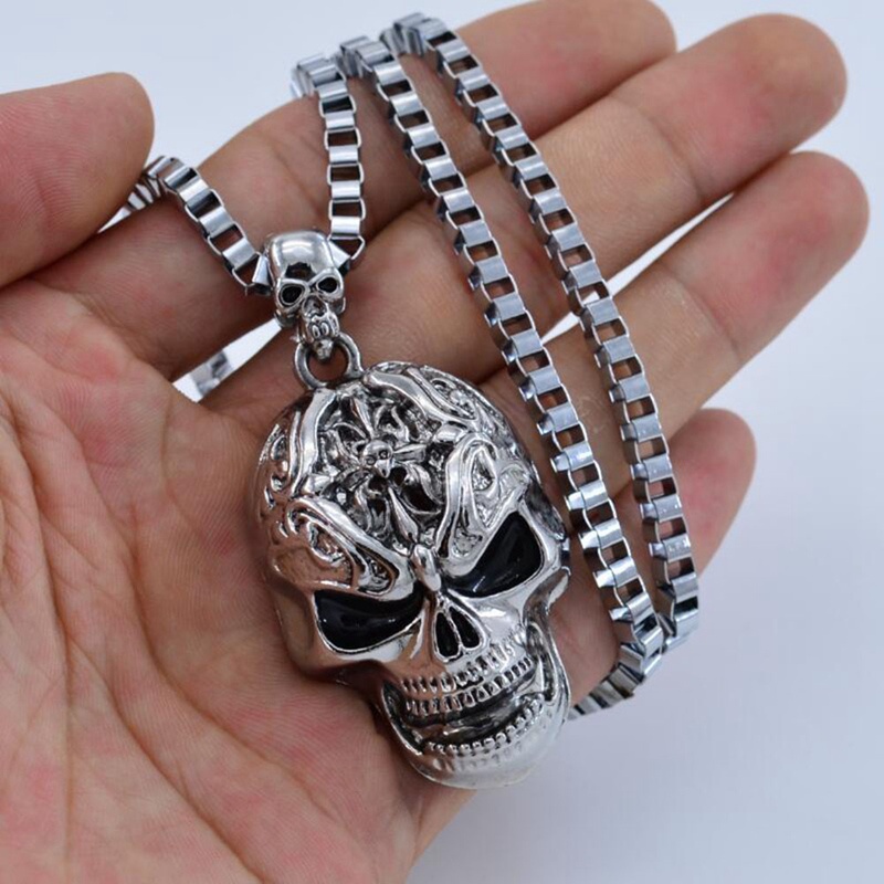 Retro Hip-hop Tengkorak Jahat Liontin Choker Kalung Gothic Tengkorak Rantai Leher Trendi Pria Wanita Punk Perhiasan