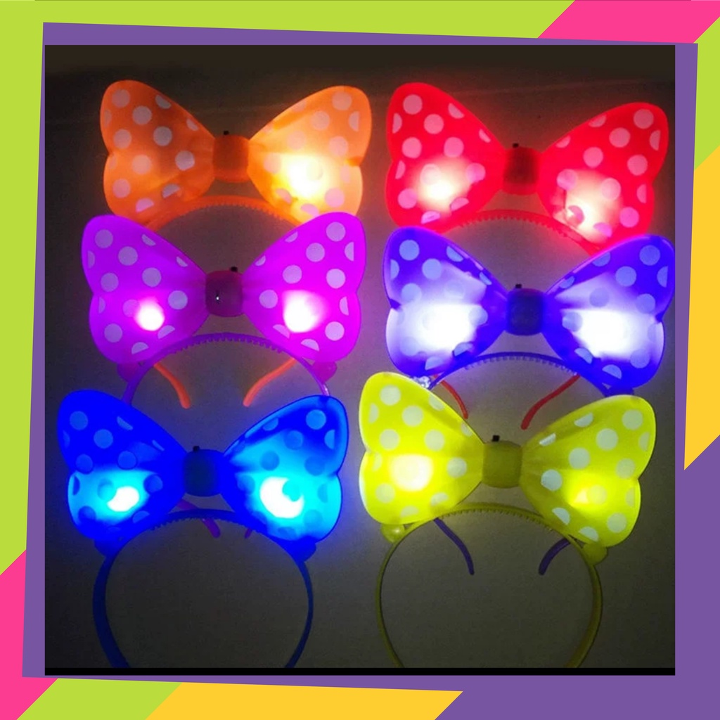 5107/ Bando anak pita polkadot lampu led nyala / Bandana mickey LED nyala