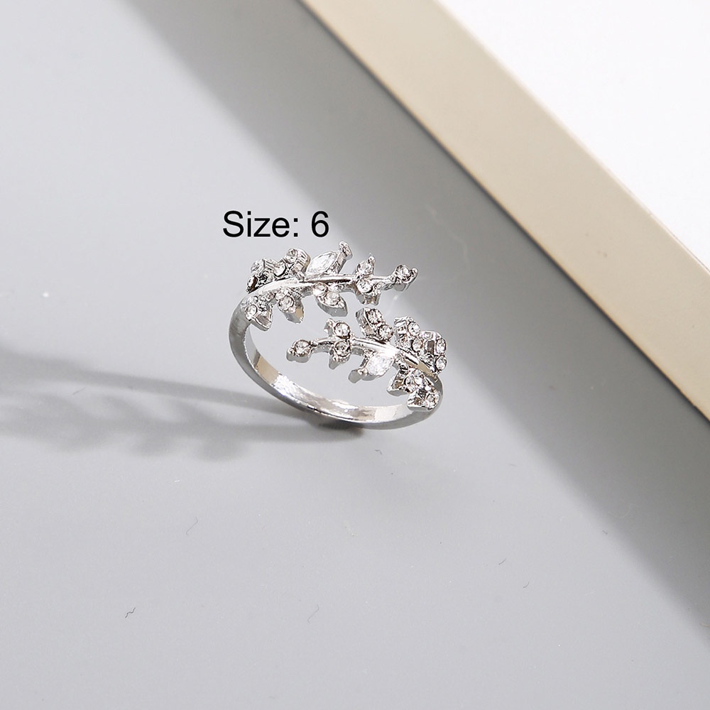 Cincin Terbuka Sederhana Berlian Imitasi Daun Kupu-Kupu Dapat Disesuaikan Untuk Wanita Cincin Jari Perempuan Fashion Perhiasan Pasangan Hadiah Pesta