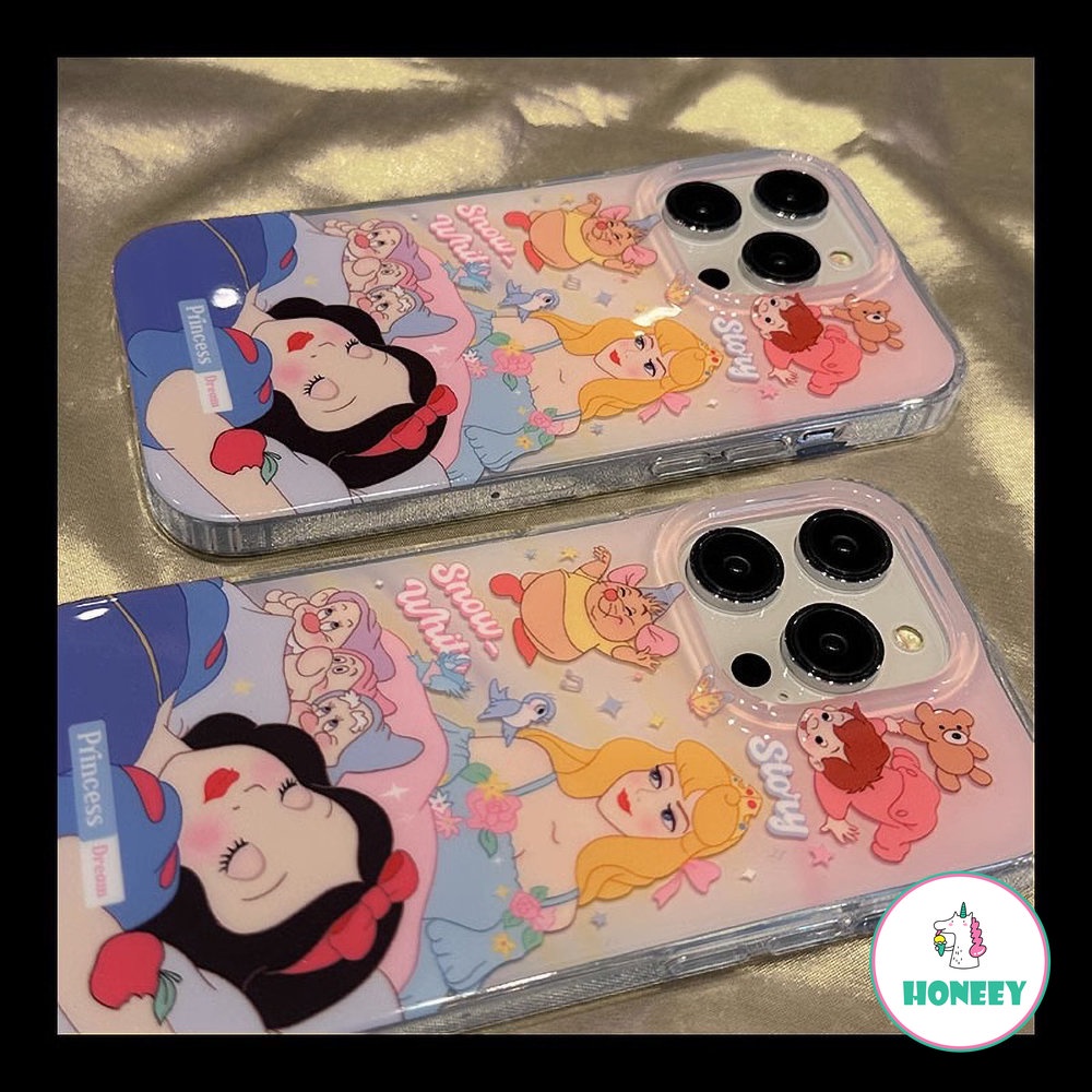 IPHONE Deluxe Kartun Disney Snow White Phone Case Kompatibel Untuk Iphone14 13 12 Pro Max 14 Pro Case Iphone11Sarung Belakang Tahan Guncangan