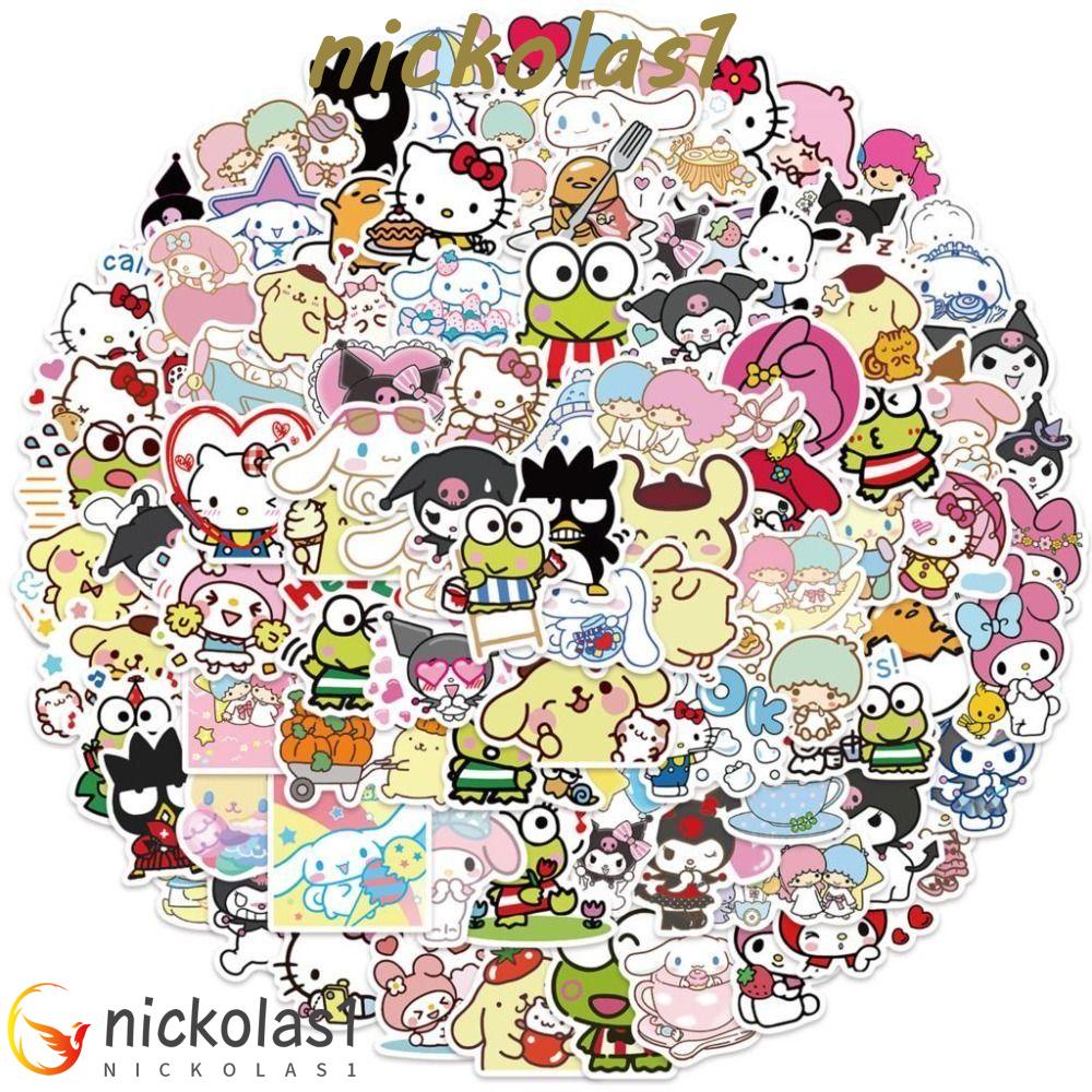 NICKOLAS1 Pikachu Alat Tulis Stiker Tahan Air Mainan Anak Kitty Pochacco Cinnamoroll Graffiti Sticker Ibrahimovic Goo Ka Paster Dekorasi